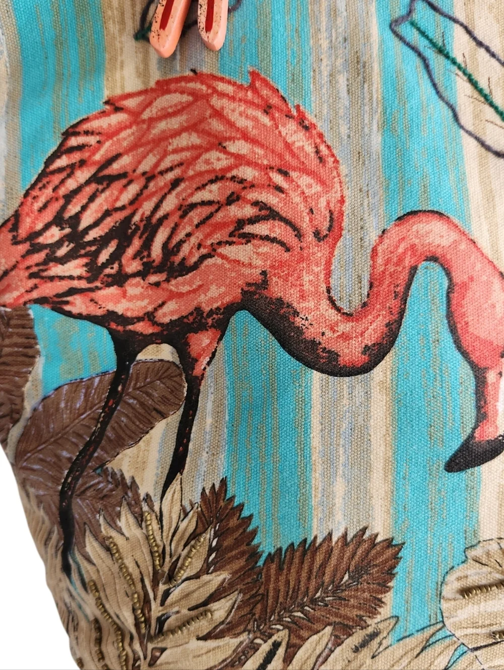 Paul Brent Large Artistic Canvas Flamingo Paradise Bag Beach Tote - Picture 5 of 16